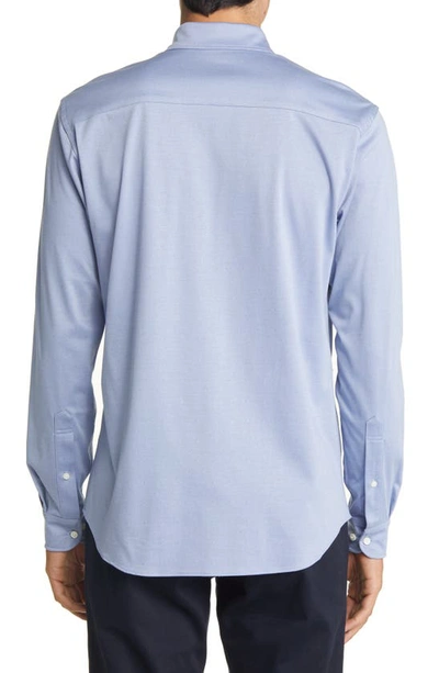 Shop Alton Lane Walker Seasonal Knit Button-up Shirt In Dusty Blue Arrow