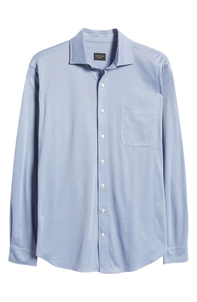 Shop Alton Lane Walker Seasonal Knit Button-up Shirt In Dusty Blue Arrow