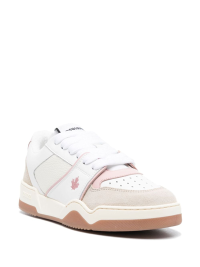 Dsquared2 Textured Leather And Polyamide Sneakers In White