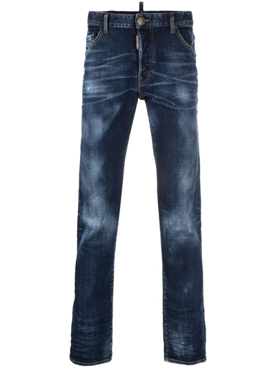 Shop Dsquared2 Logo-patch Straight-leg Jeans In Blue