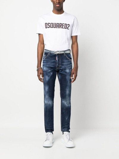 Shop Dsquared2 Logo-patch Straight-leg Jeans In Blue