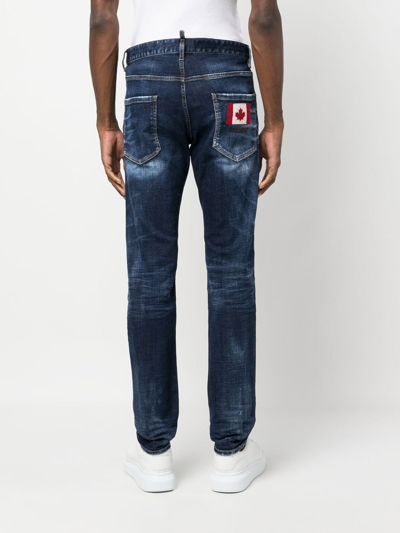 Shop Dsquared2 Logo-patch Straight-leg Jeans In Blue