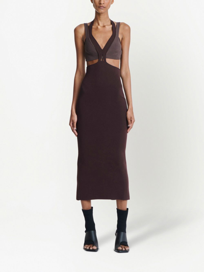 Shop Dion Lee Interlink Cut-out Midi Dress In Brown