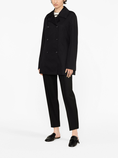 Shop Totême Double-breasted Organic Cotton Jacket In Black