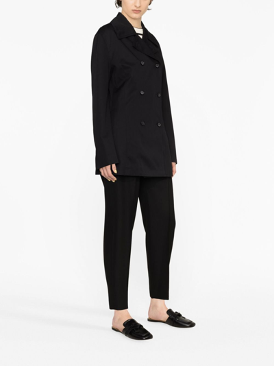 Shop Totême Double-breasted Organic Cotton Jacket In Black