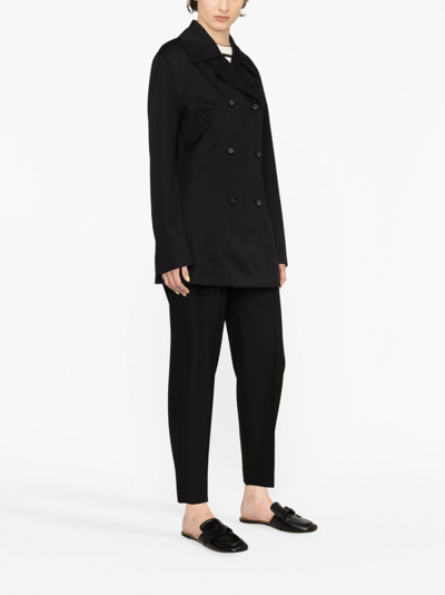 Totême Double-breasted Organic Cotton Jacket In Black