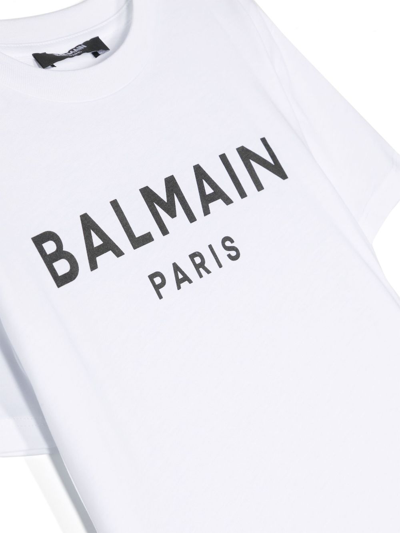 Shop Balmain Logo-print Cotton T-shirt In White