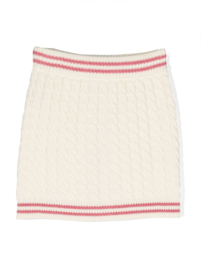 Shop Balmain Cable-knit Mini Skirt In White