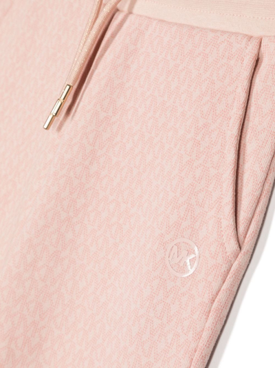 Shop Michael Kors Monogram-pattern Cotton Jogging Bottoms In Pink