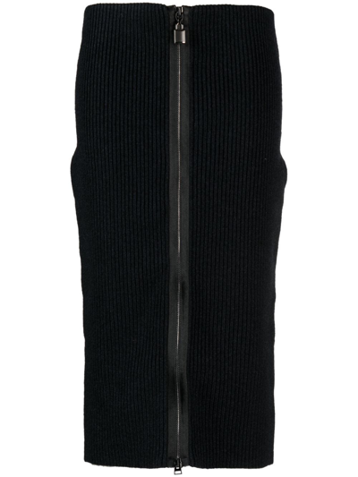 Shop Tom Ford Ribbed Zip-up Pencil Skirt In Black