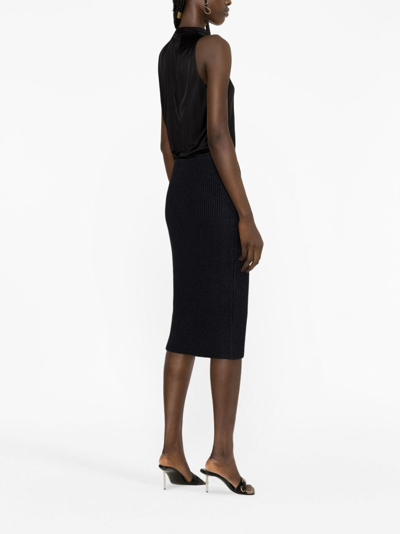 Tom Ford Zip-up Ribbed Knit Skirt In Black