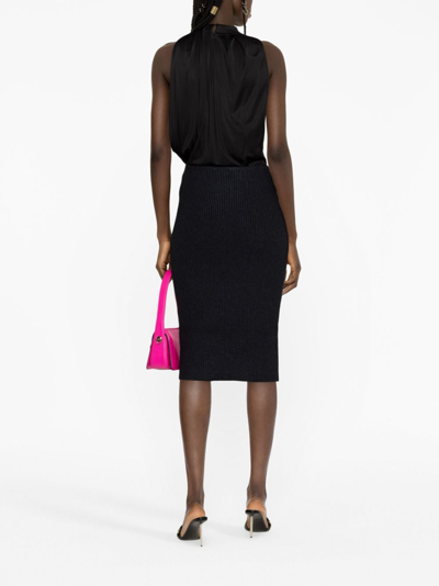 Tom Ford Zip-up Ribbed Knit Skirt In Black