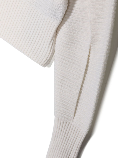 Balmain Slit-sleeve Ribbed-knit Jumper In White