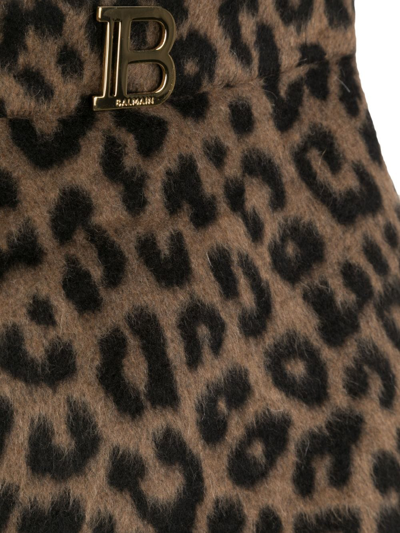 Shop Balmain Leopard-print Mini Skirt In Brown