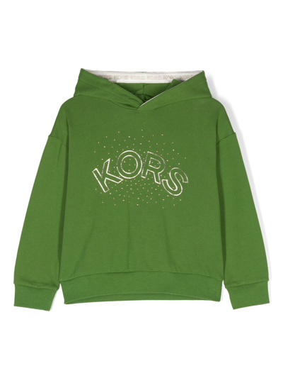 Shop Michael Kors Logo-print Embellished Cotton Sweatshirt In Green