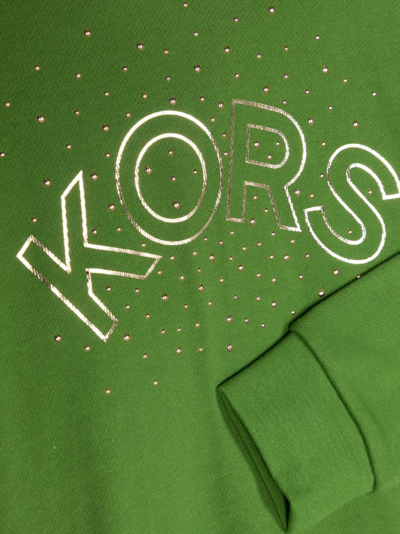 Shop Michael Kors Logo-print Embellished Cotton Sweatshirt In Green