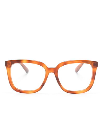 Shop Gucci Tortoiseshell Square-frame Glasses In Brown