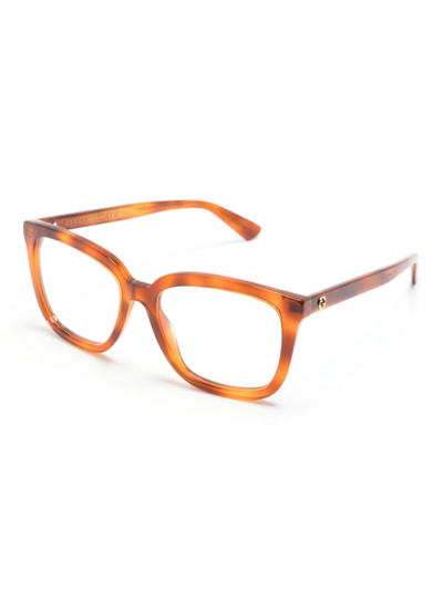 Shop Gucci Tortoiseshell Square-frame Glasses In Brown