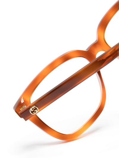 Shop Gucci Tortoiseshell Square-frame Glasses In Brown