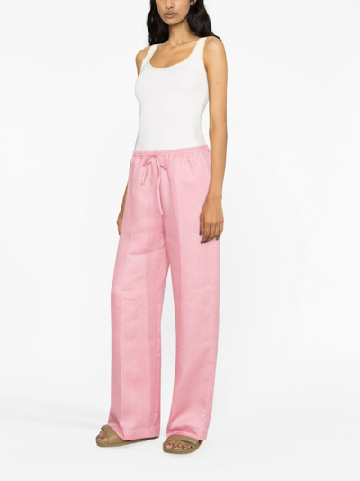 Shop Asceno Bubblegum Heavy Linen Trousers In Pink