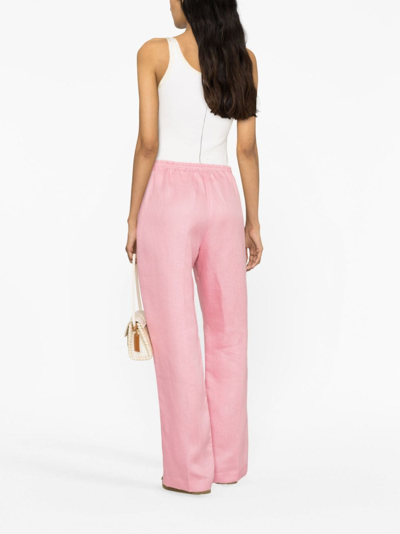 Shop Asceno Bubblegum Heavy Linen Trousers In Pink