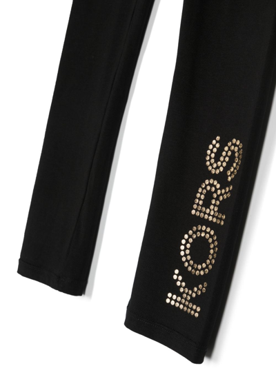 Shop Michael Kors Logo-print Stretch-cotton Leggings In Black