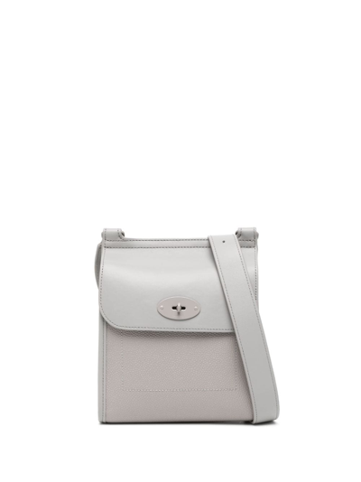 Shop Mulberry Small Antony Leather Bag In Grey