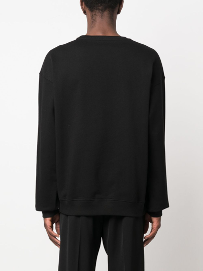 Shop Versace Medusa Flame-embroidered Cotton Sweatshirt In Black