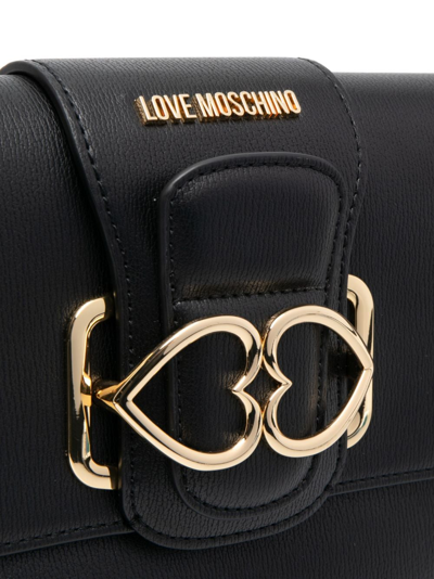 Shop Love Moschino Heart-plaque Cross-body Bag In Black