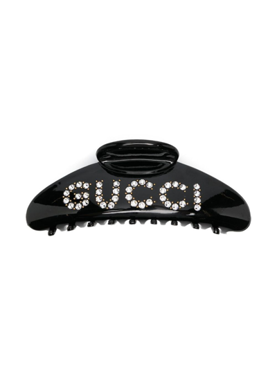 Shop Gucci Crystal-embellished Hair Clip In Black