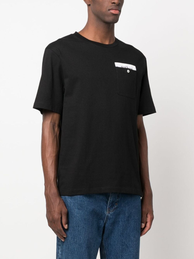 Shop Palm Angels Logo-tape Cotton T-shirt In Black