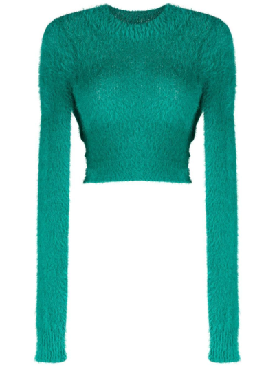Shop Ambush Knitted Cropped Jumper In Turchese No Color