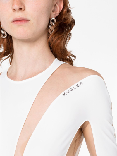 Mugler Illusion Shaping Bodysuit Woman White In Polyamide In White