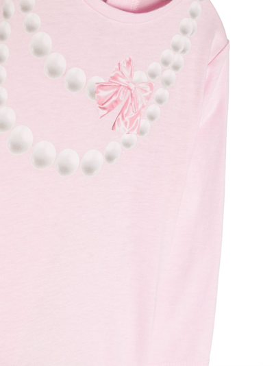 Shop Monnalisa Printed-necklace Cotton Blouse In Pink