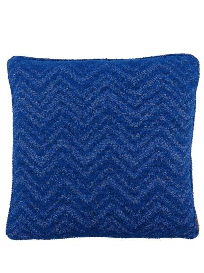 Shop Missoni Columbia Zigzag-woven Cushion In Blue