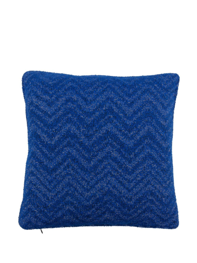 Shop Missoni Columbia Zigzag-woven Cushion In Blue