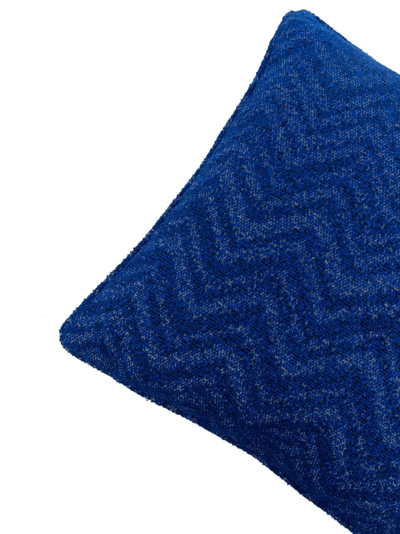 Shop Missoni Columbia Zigzag-woven Cushion In Blue