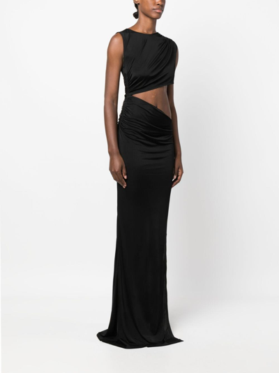 Shop Atlein Cut-out Sleeveless Maxi Dress In Black