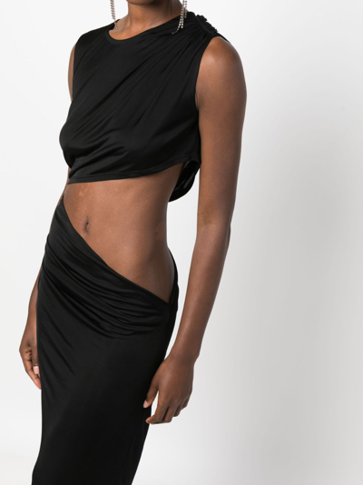 Shop Atlein Cut-out Sleeveless Maxi Dress In Black