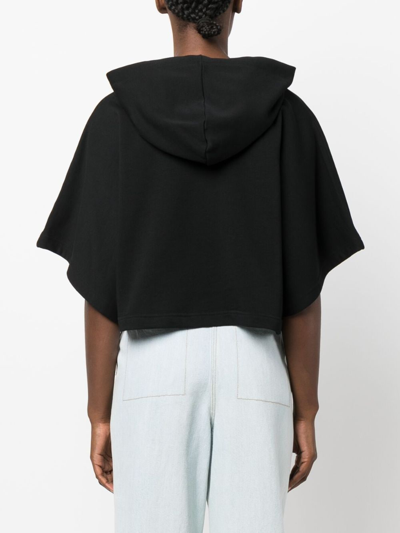 Shop Chiara Ferragni Eyelike Motif Cropped Hoodie In Black