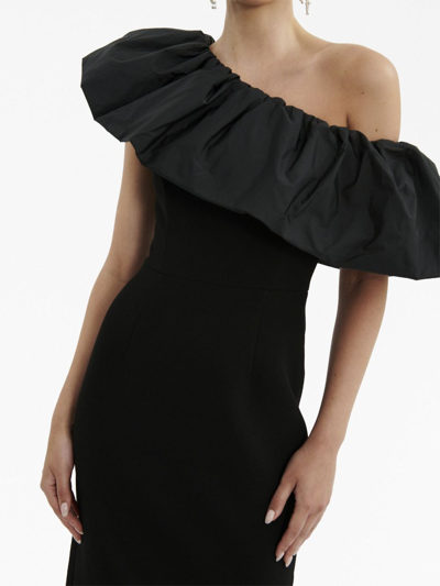 Shop Rebecca Vallance After Hours One-shoulder Midi Dress In Black