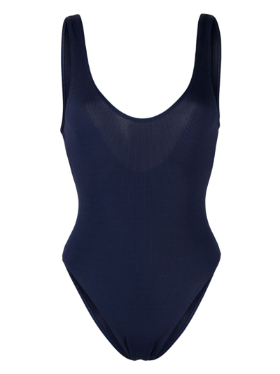 Shop Lido Sette Rib Scoop-neck Swimsuit In Blue