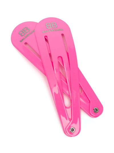 Shop Balenciaga Holli Xxl Hair Clip (set Of Two) In Pink