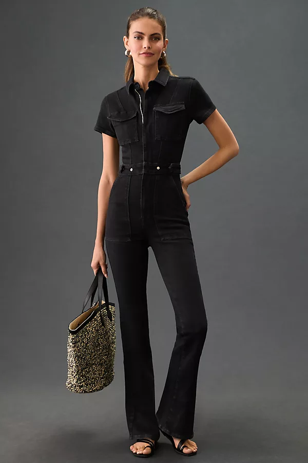 Good American Fit For Success Stretch-Denim Jumpsuit