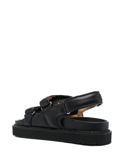 Shop Isabel Marant Black Touch-strap Platform Sandals In Leather Woman