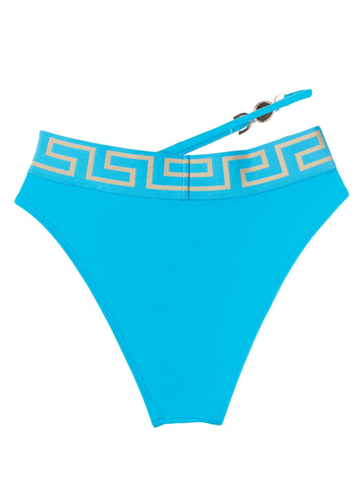 Shop Versace Medusa '95 Greca Border Bikini Bottoms In Blue
