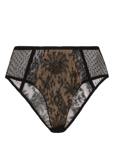 Shop Dolce & Gabbana Point D'esprit-tulle Briefs In Black