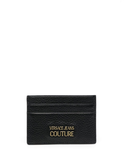 Shop Versace Jeans Couture Logo-plaque Leather Cardholder In Black