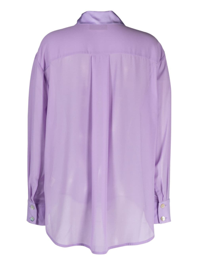 Shop Sleeper Semi-sheer Pyjama Shirt In Purple