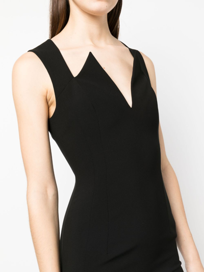 Shop Moschino V-neck Midi Dress In Black